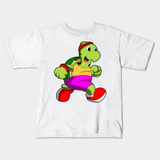 Turtle as Jogger with Headband Kids T-Shirt